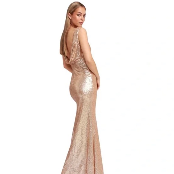 Lulus Dresses & Skirts - Lulus Slink and Wink Matte Rose Gold Sequin Maxi Dress XS
